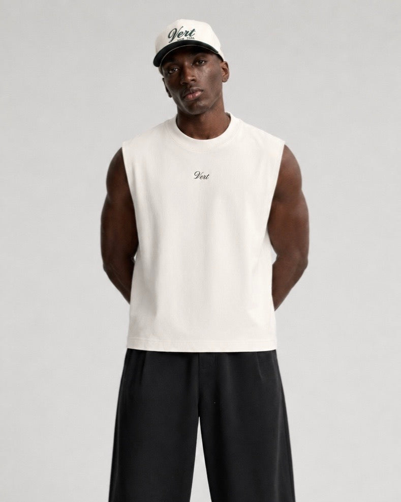 Boxy Sleeveless Tee Cream