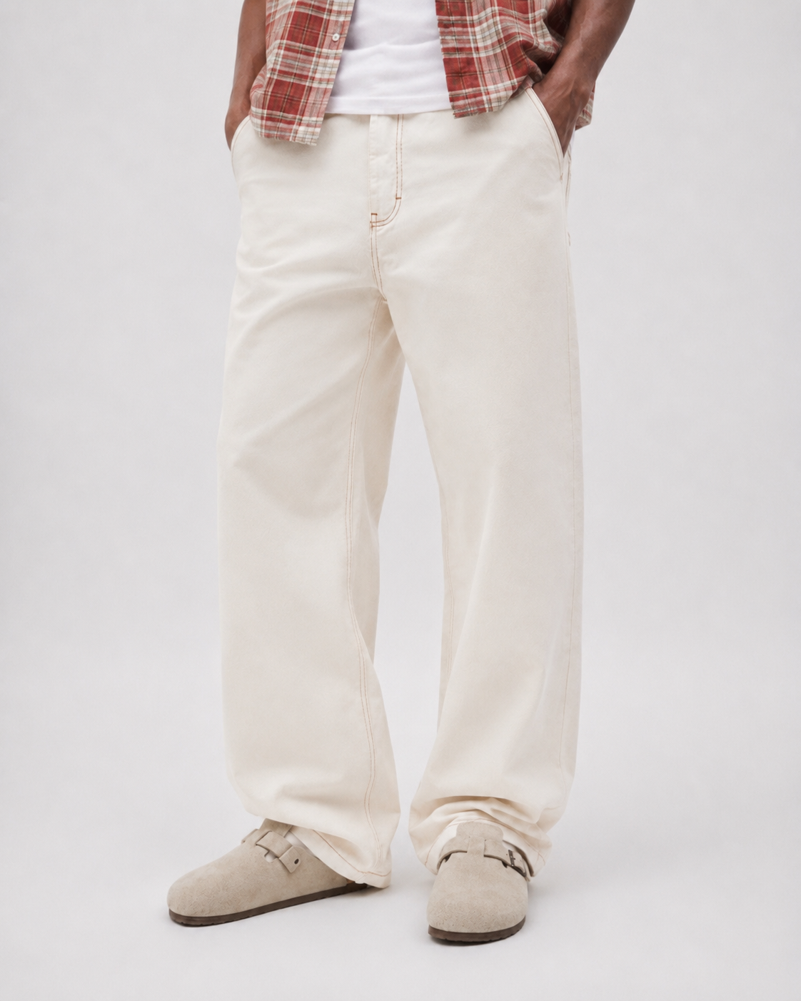 Washed Ecru Wide-Leg