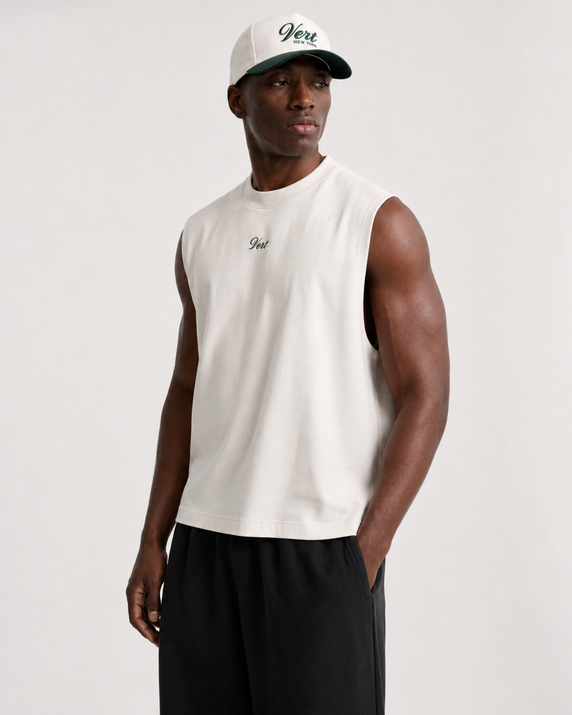 Boxy Sleeveless Tee Cream
