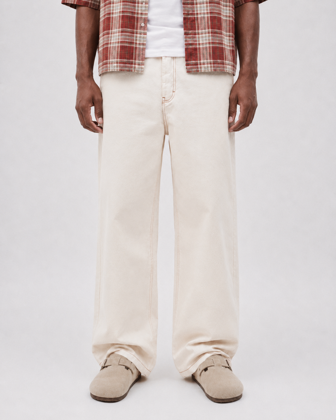 Washed Ecru Wide-Leg