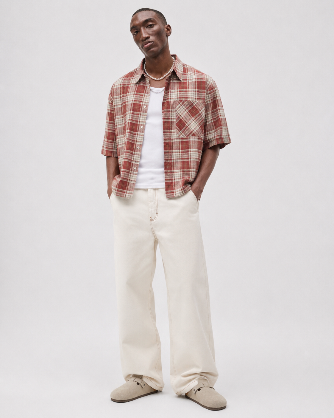 Washed Ecru Wide-Leg