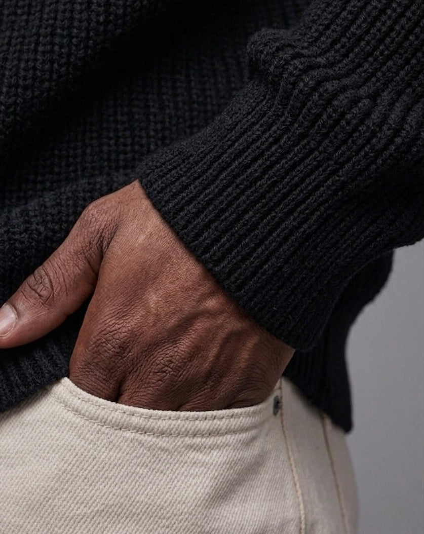 Gebreide polotrui met textuur