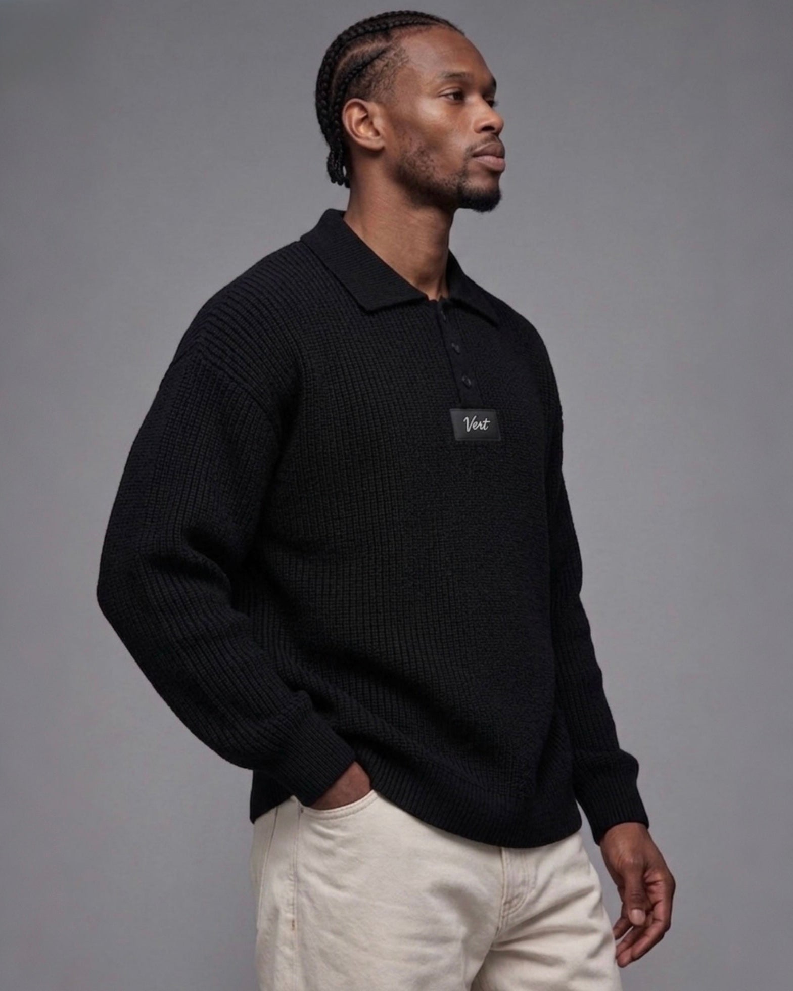 Gebreide polotrui met textuur