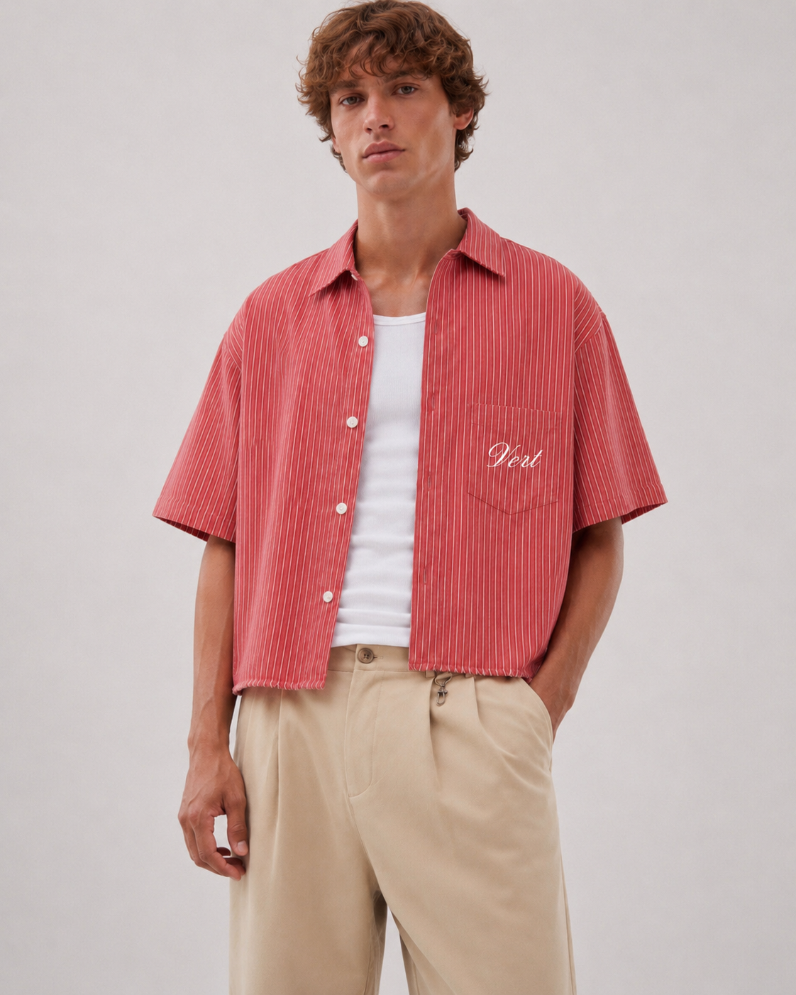 Boxy Stripe Shirt Coral White