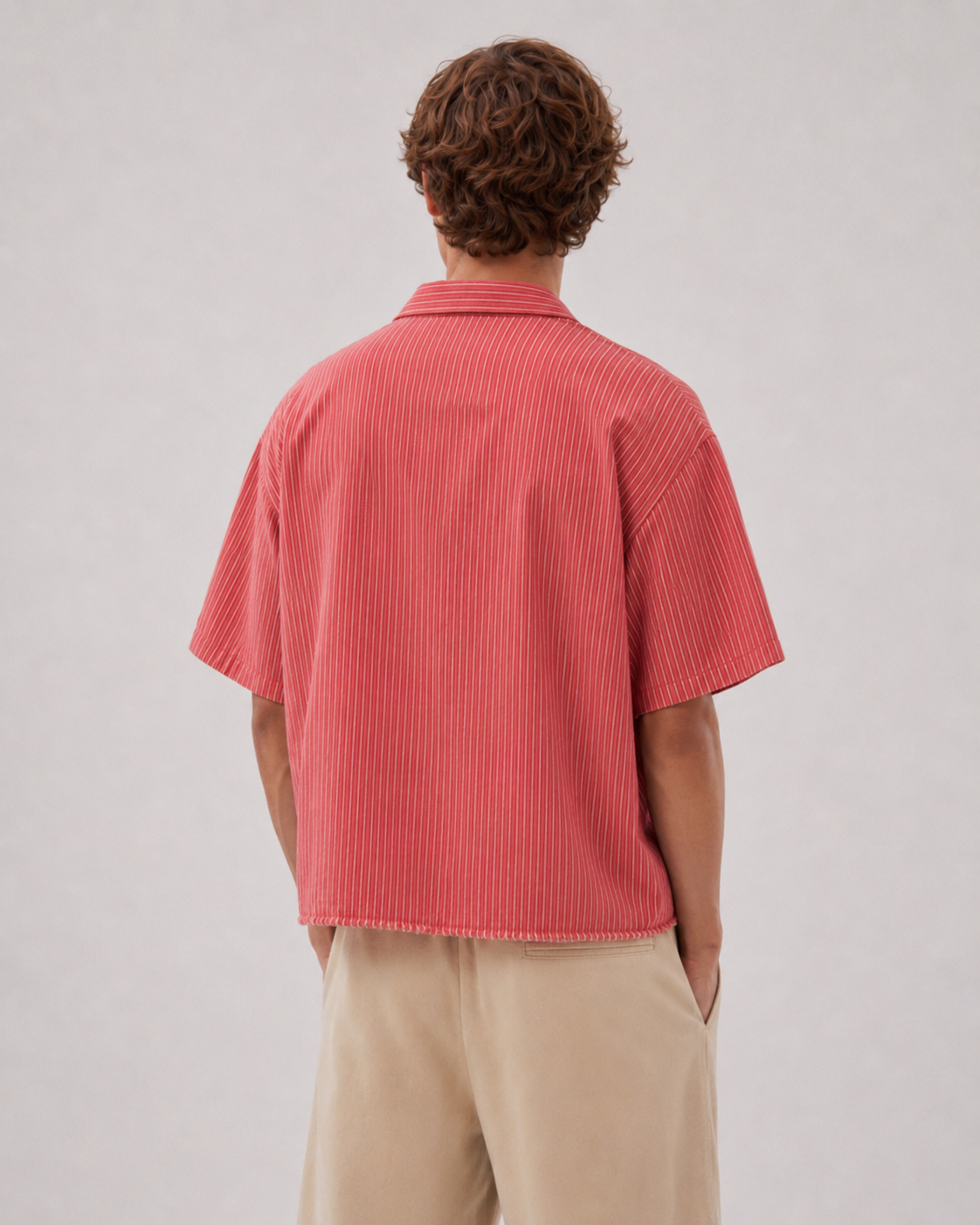 Boxy Stripe Shirt Coral White