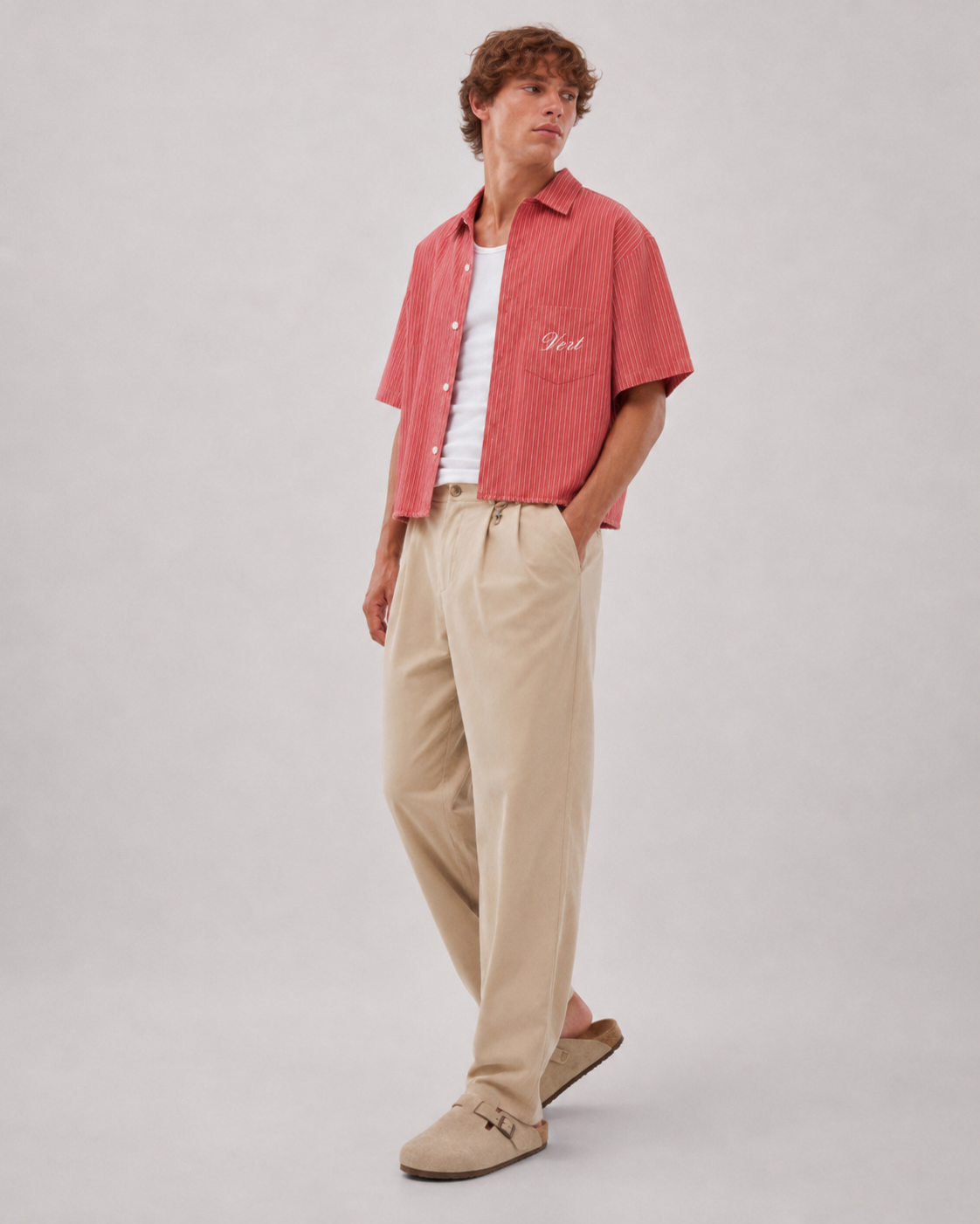 Boxy Stripe Shirt Coral White