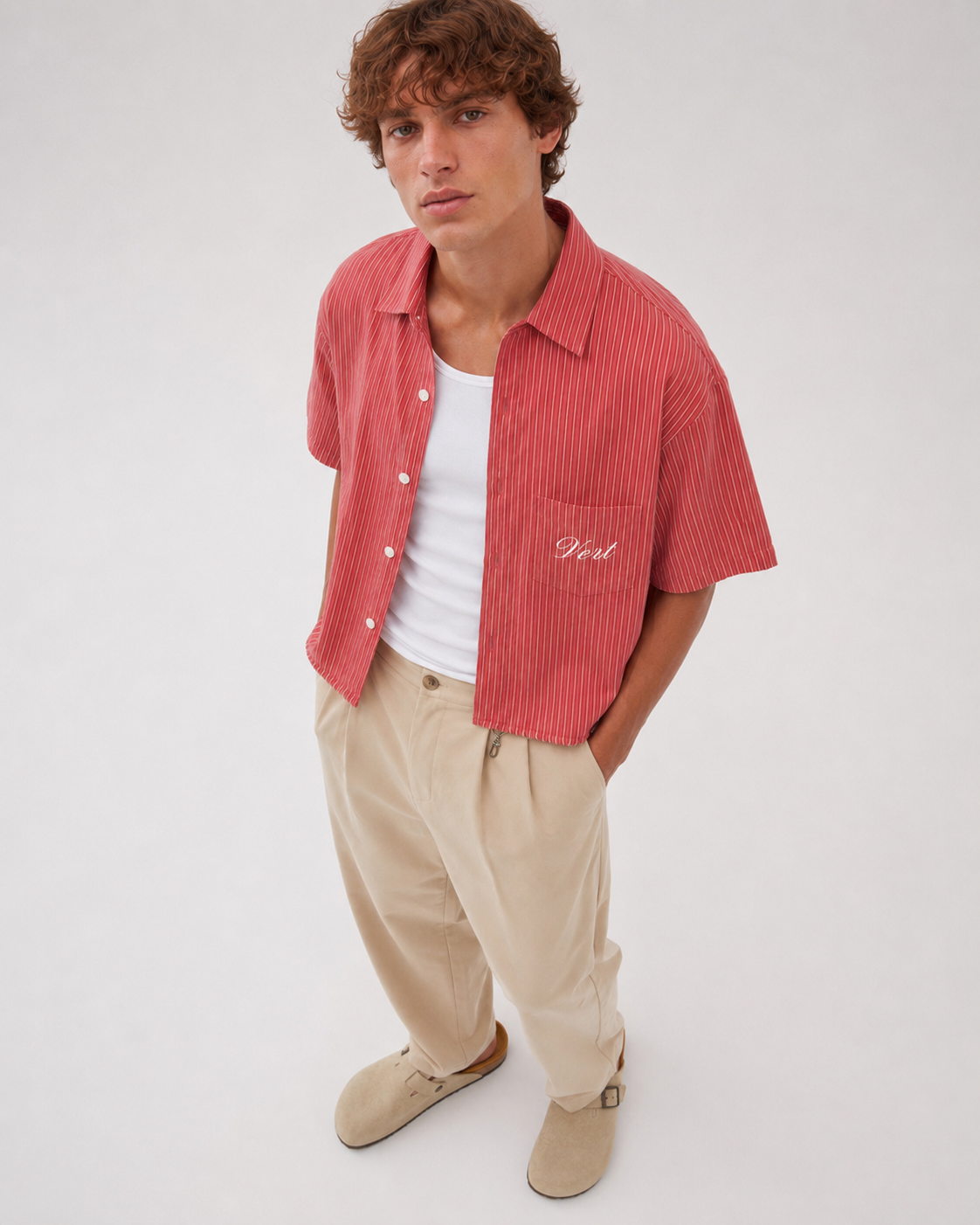 Boxy Stripe Shirt Coral White