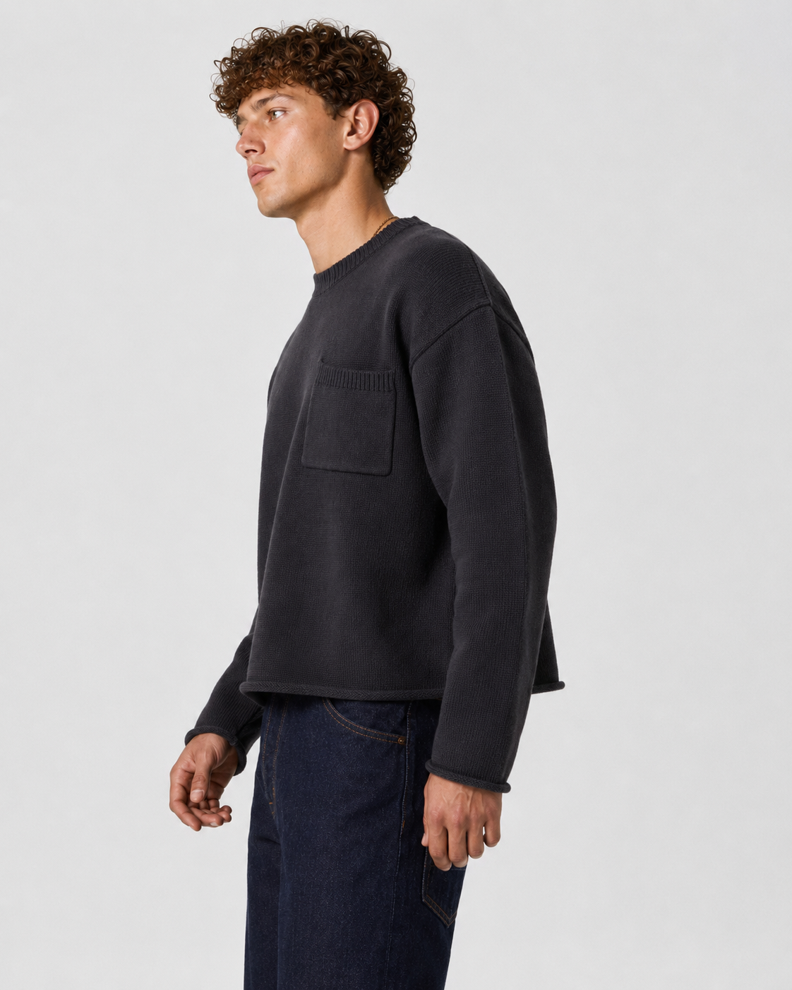 Charcoal Boxy Knit Sweater