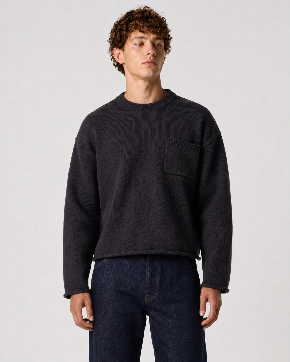 Charcoal Boxy Knit Sweater