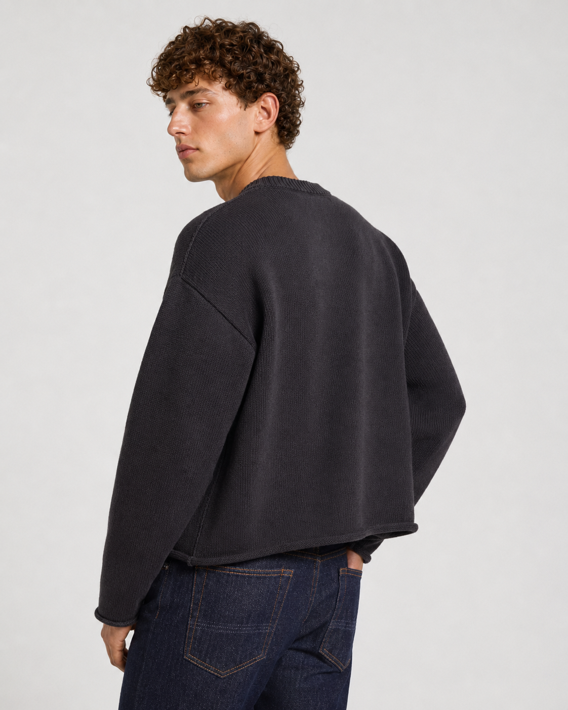 Charcoal Boxy Knit Sweater
