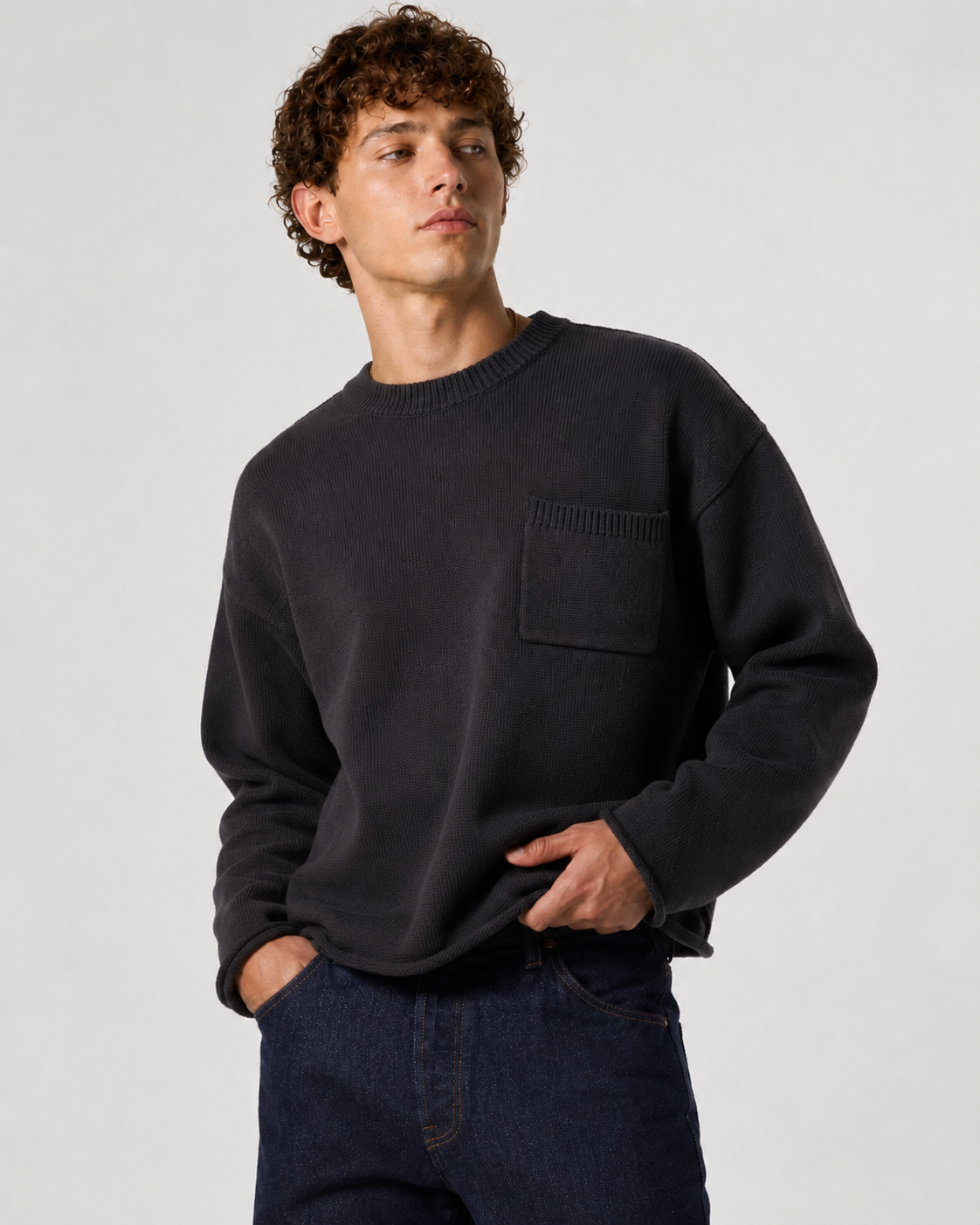 Charcoal Boxy Knit Sweater