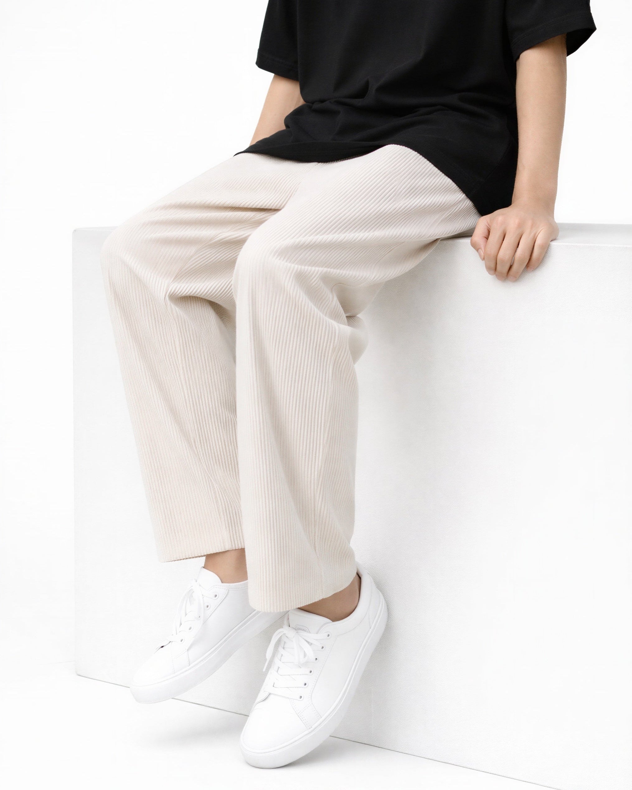 Cord Flow Trousers – Cream
