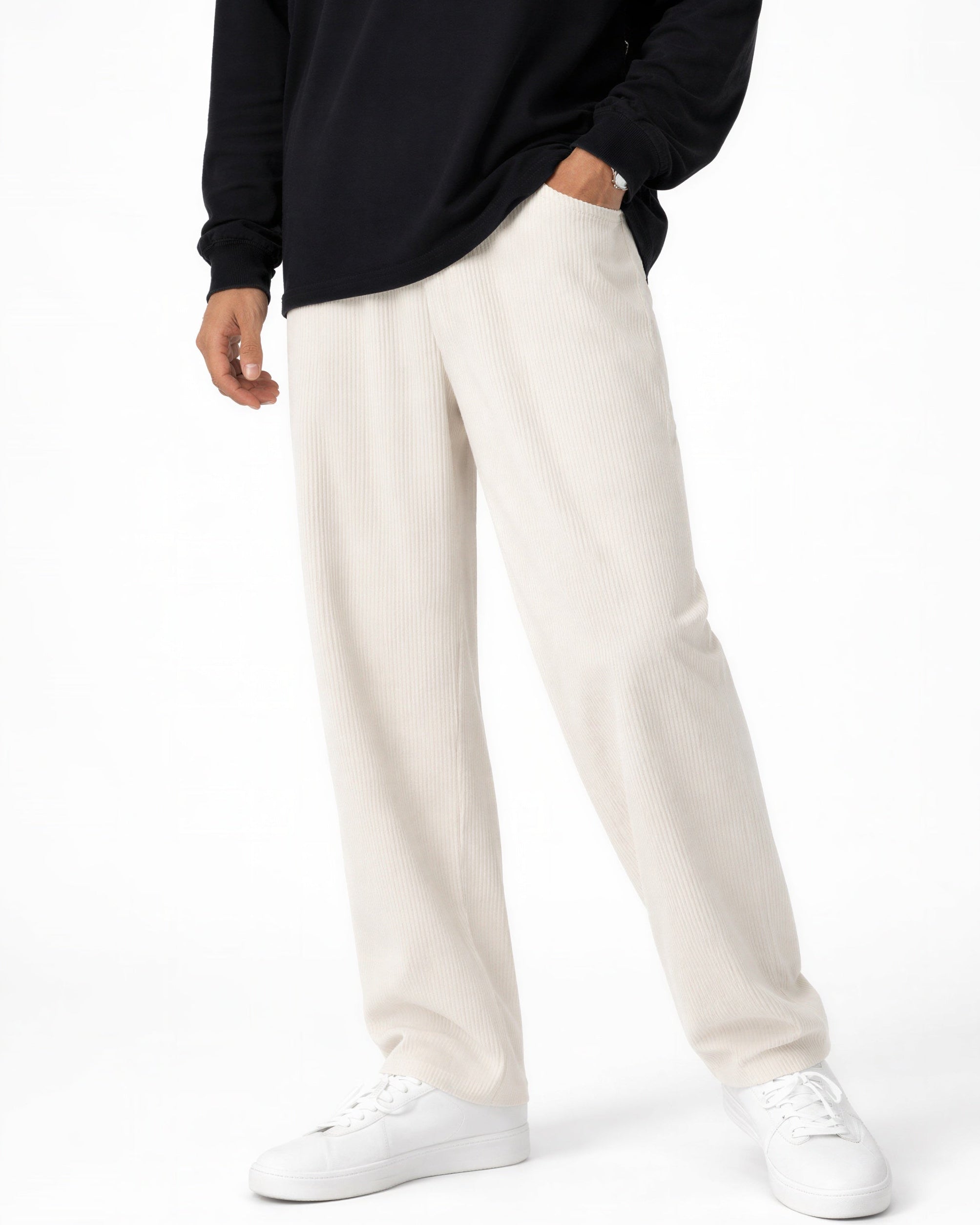 Cord Flow Trousers – Cream