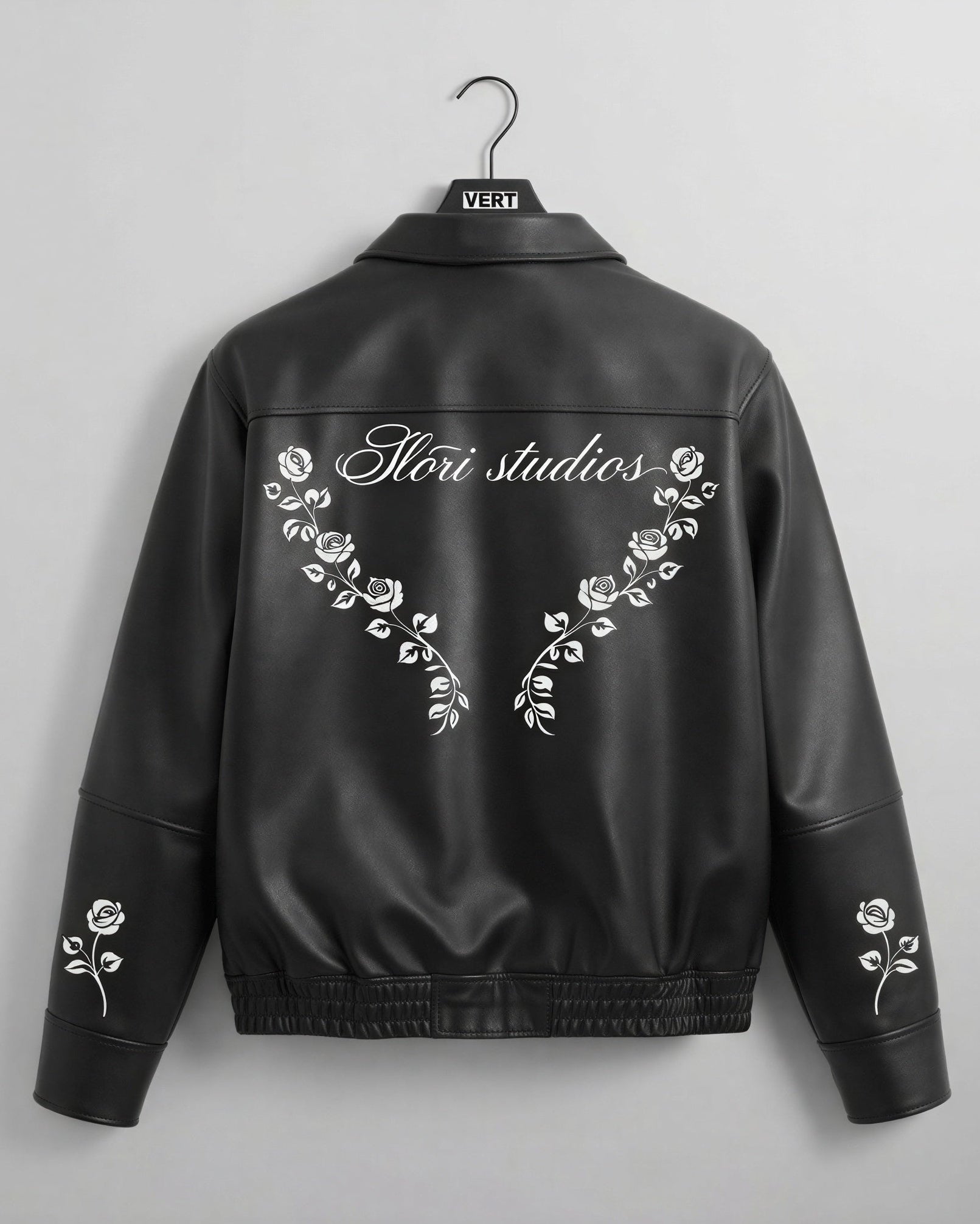 Rose Embroidered Leather Jacket