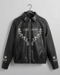 Rose Embroidered Leather Jacket
